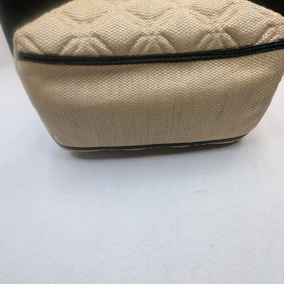 ♠️Kate Spade Quilted Woven Straw Satchel Hand Bag with Bow Accent Beige - Picture 7 of 17